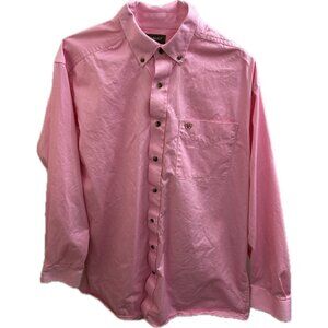 Ariat Solid Twill Classic Fit Button Down Shirt Prism Pink Size XLT Tall